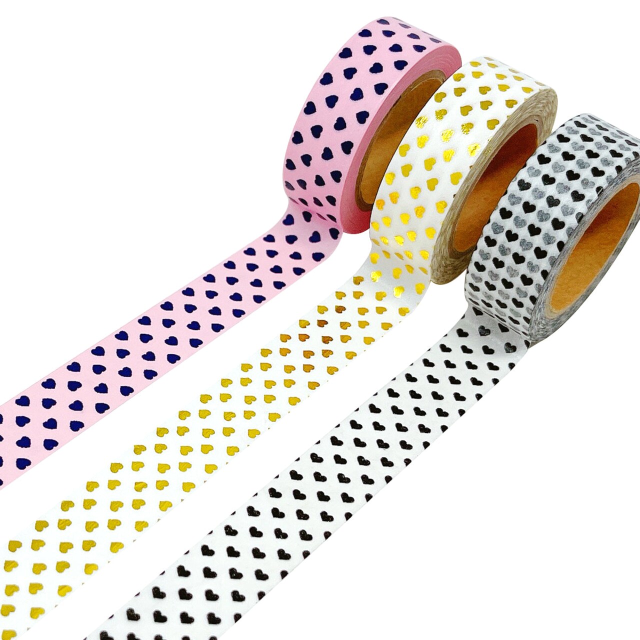 Wrapables Masking Tape Washi Tapes Valentine Hearts Washi Tape Set of 3